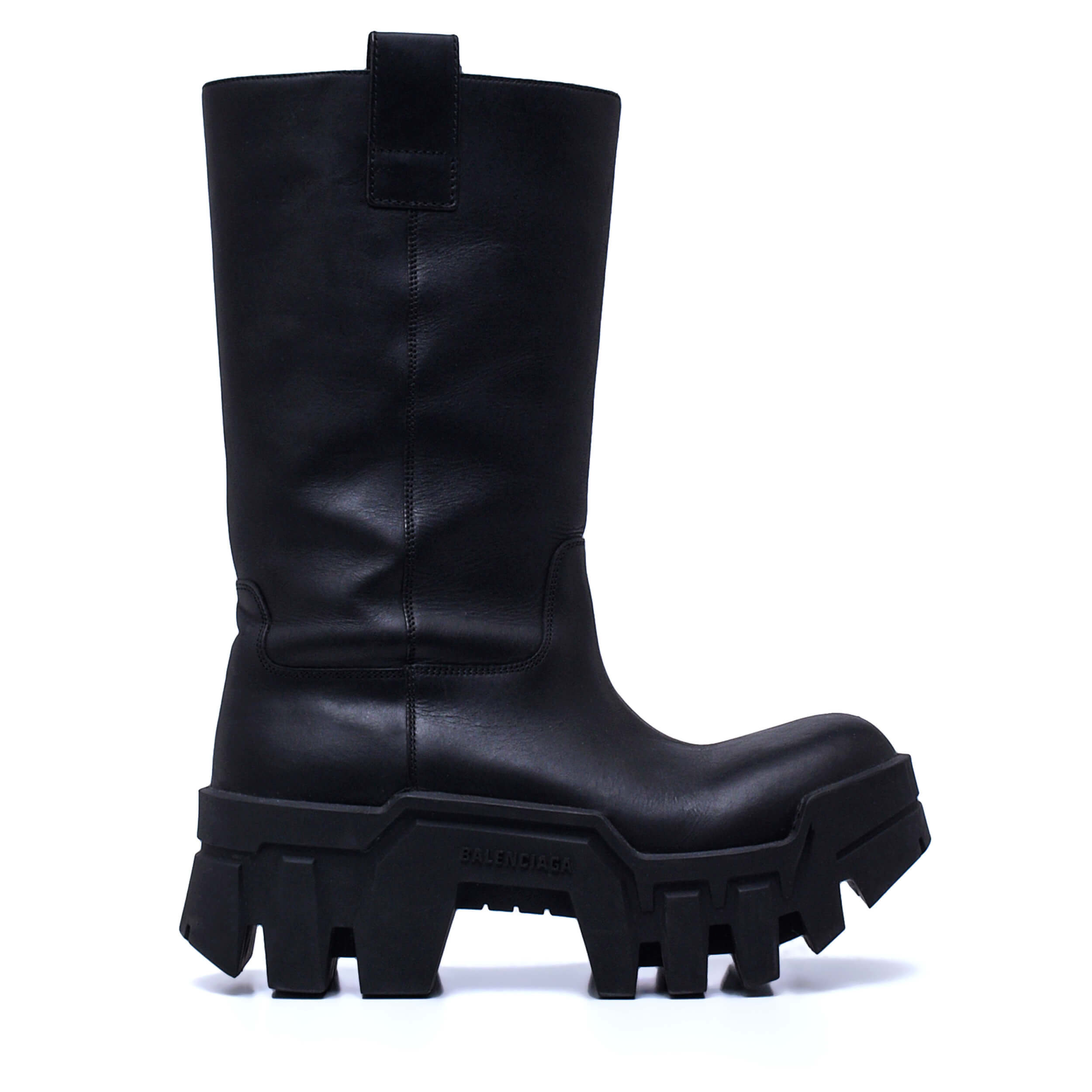 Balenciaga- Black Leather Bulldozer Boots 38